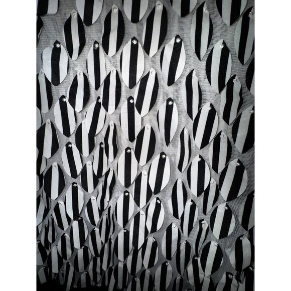 Funky Y2K Black & White Fringe 3D Geometric Shirt Top Blouse By Hommage Medium - Picture 3 of 6